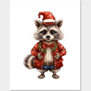 Santa Raccoon Posters and Art